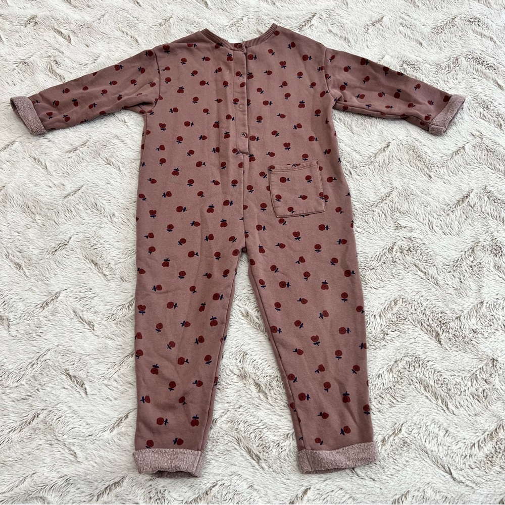 Zara Kids Toddler Girl Floral Fleece Purple One Piece Romper Jumpsuit Size 4-5